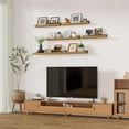 thumbnail image 2 of Floating Shelves for Wall Set 2 of 48 inches Picture Ledge Shelf 96 inches Totally,Solid Wood Oak Shelves for Room Wall to Display and Storage Photo Picture,Vinyl,Toy,Spice,Perfume,Book etc., 2 of 14