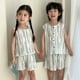 thumbnail image 3 of Conjunto de chaleco de verano para niños, traje superior de encaje para niñas, camiseta sin mangas a rayas bordadas y pantalones cortos, traje informal para niños de 2 uds, traje para hermanos, 3 of 6
