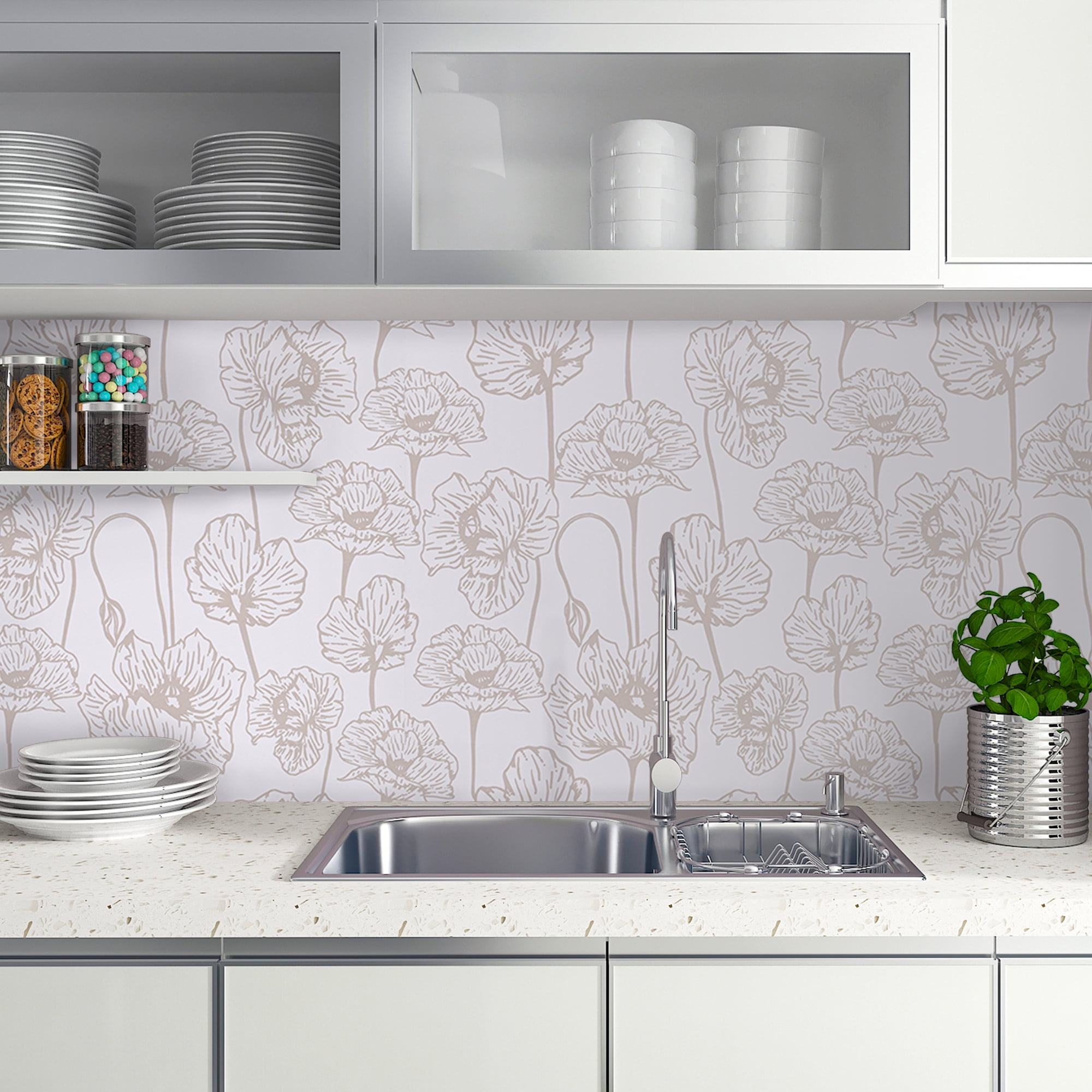 (3 pack) Abyssaly Wallpaper Peel and Stick Floral Removable Self-adhesive Wallpaper 17.5"×118"