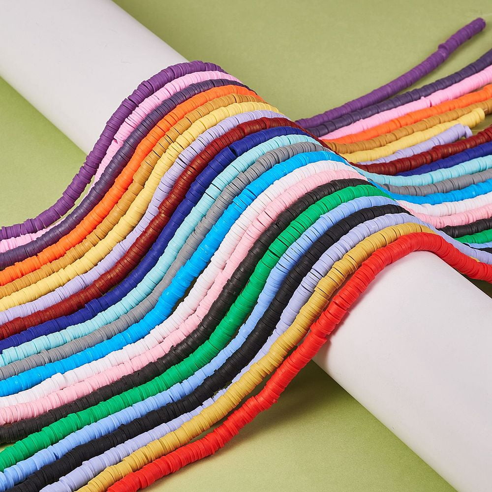 1set DIY Bracelets Making Kits Including 30 Strands Handmade Polymer Clay Beads Mixed Color 6x0.5~1mm Hole: 1.8~2mm about 290~400pcs/strand