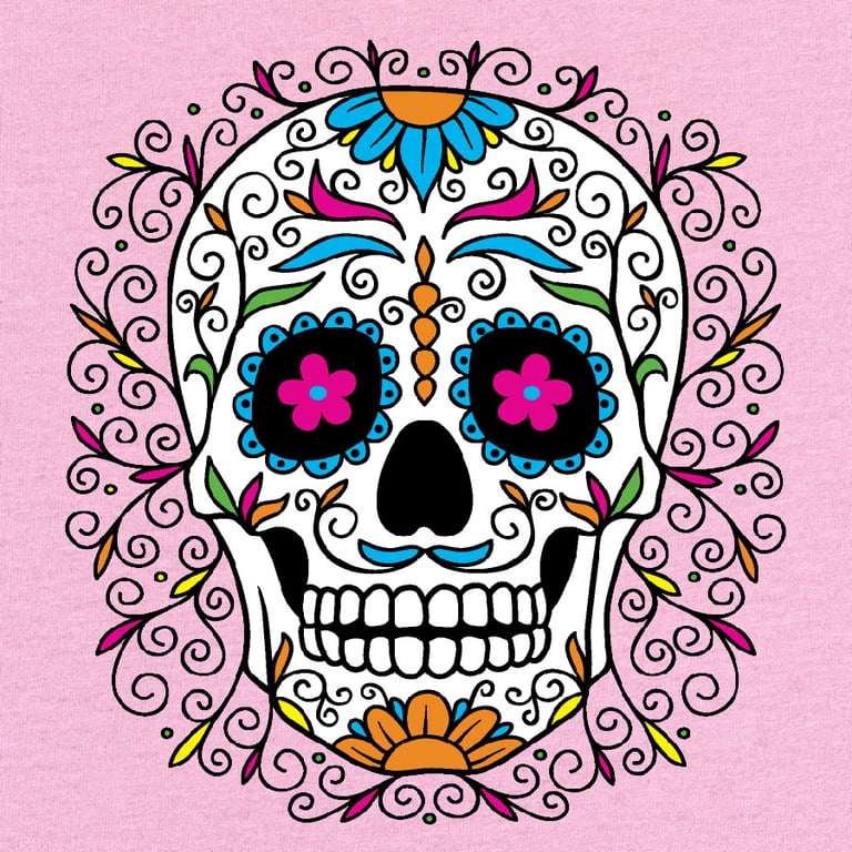 T-Shirt Graphique 'Flower Skull' Sugar Skull - Thème Dia De Los Muertos - Plusieurs Tailles