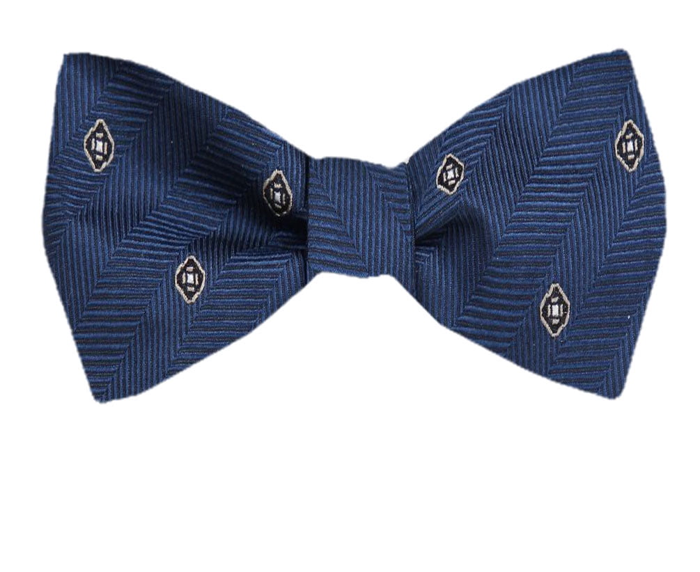 Men's Blue and Navy Silk Pattern Self Tie Bowtie Tie Yourself Bow Ties