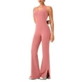 thumbnail image 2 of TMOYZQ Womens Flare Leg Jumpsuits Tummy Control Backless Unitard One Piece Workout Outfit Scoop Neck Sleeveless Yoga Bodysuit, 2 of 3