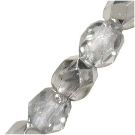 - Czech Fire Polished Glass Beads 3mm Round Crystal Silver (50)