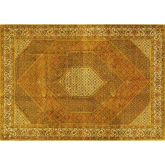 Ahgly Company Indoor Rectangle Persian Yellow Traditional Area Rugs, 5' x 7'