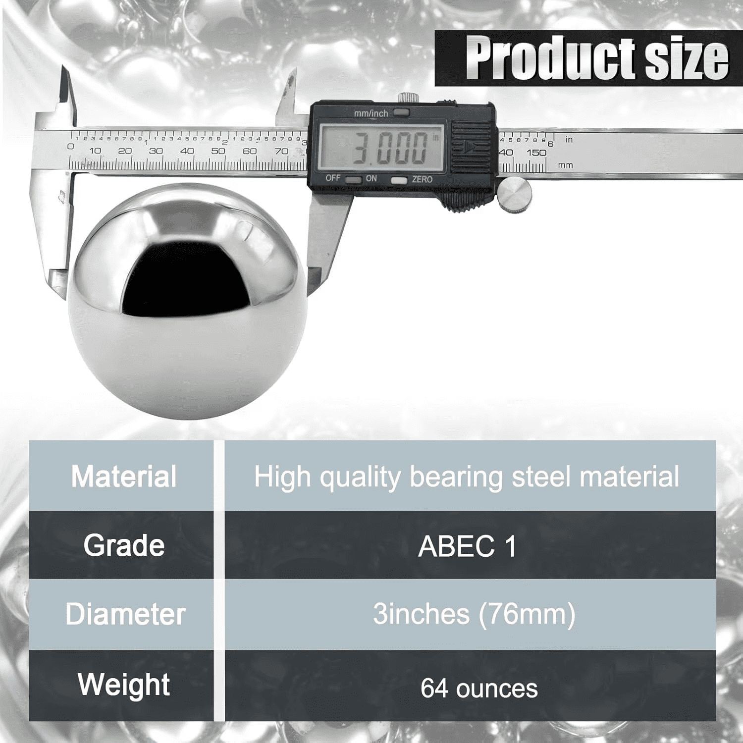 Deep Dream 76mm Chrome Steel Bearing Ball – 3 inch Precision Steel Ball for Bicycle Bearings