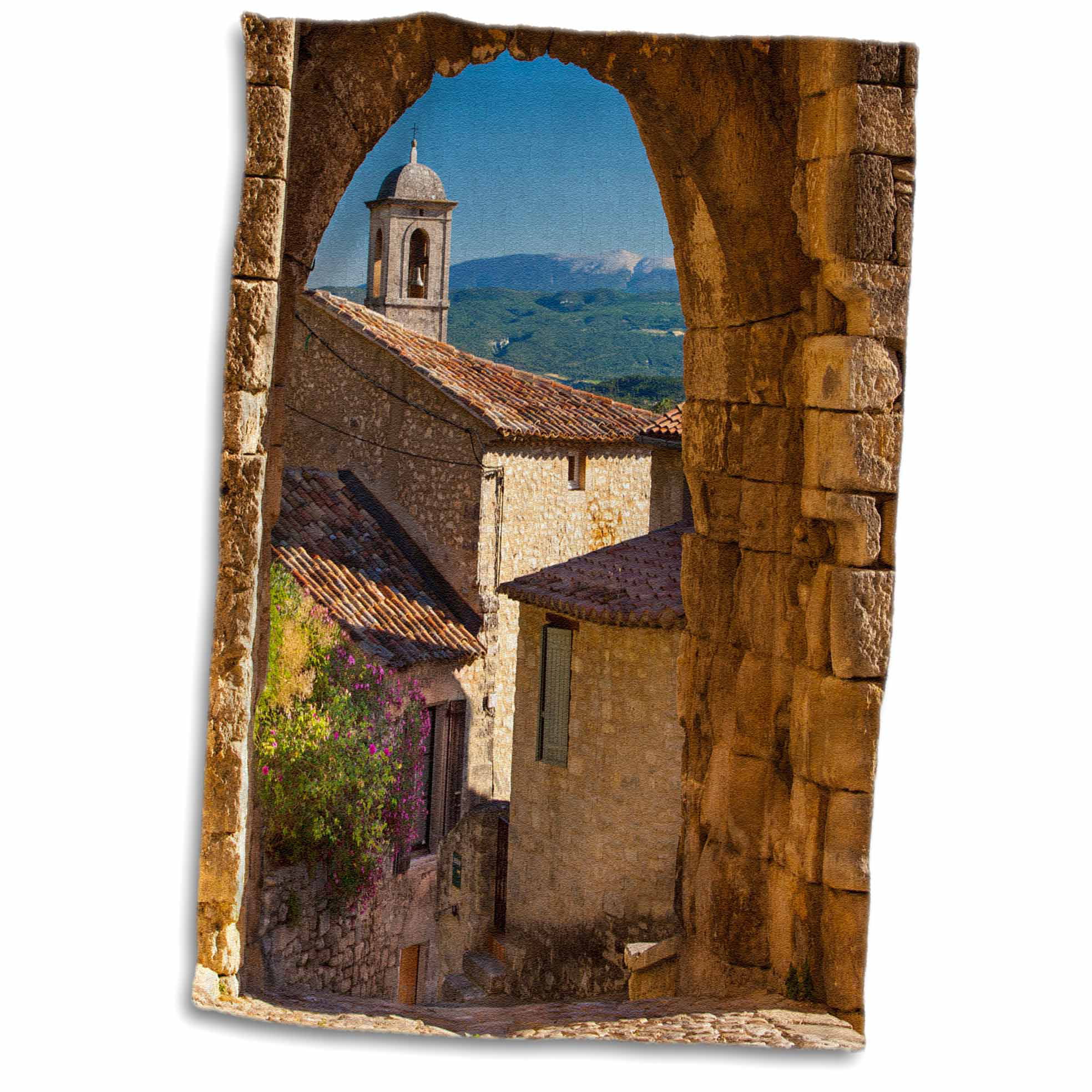 3D Rose Stone Gate-Lacoste-Mt Ventoux-Provence-France-Eu09 Bjn0066-Brian Jannsen Towel 15 x 22