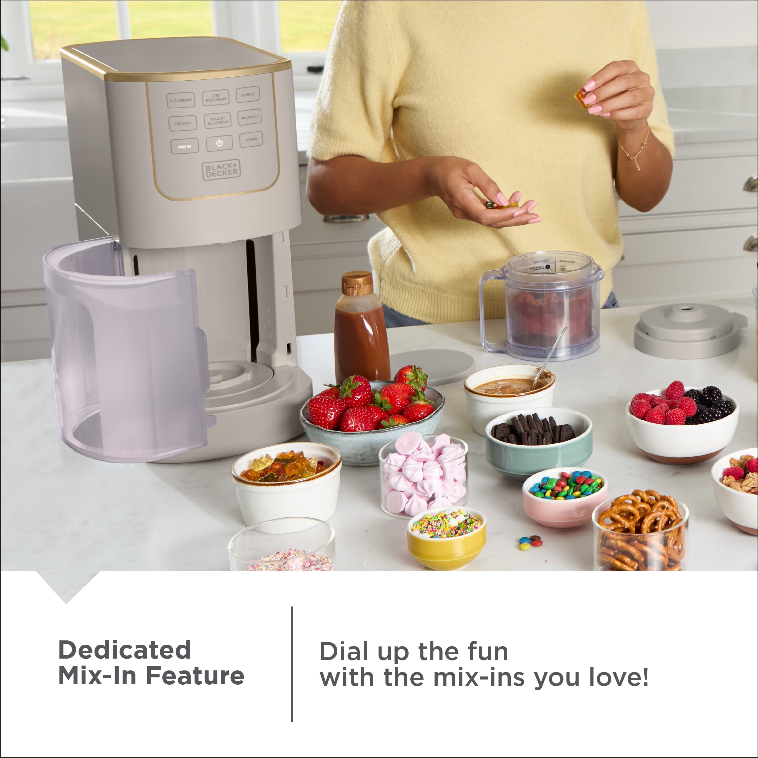 BLACK+DECKER Ice Cream Maker for Frozen Treats, Milkshakes, Sorbet, Gelato, Mix-Ins, Yogurt Ice Cream