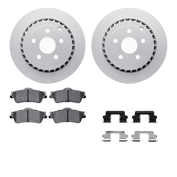 Dynamic Friction Company Rear Geospec Brake Rotors with 5000 Advanced Brake Pads includes Hardware 4512-52033