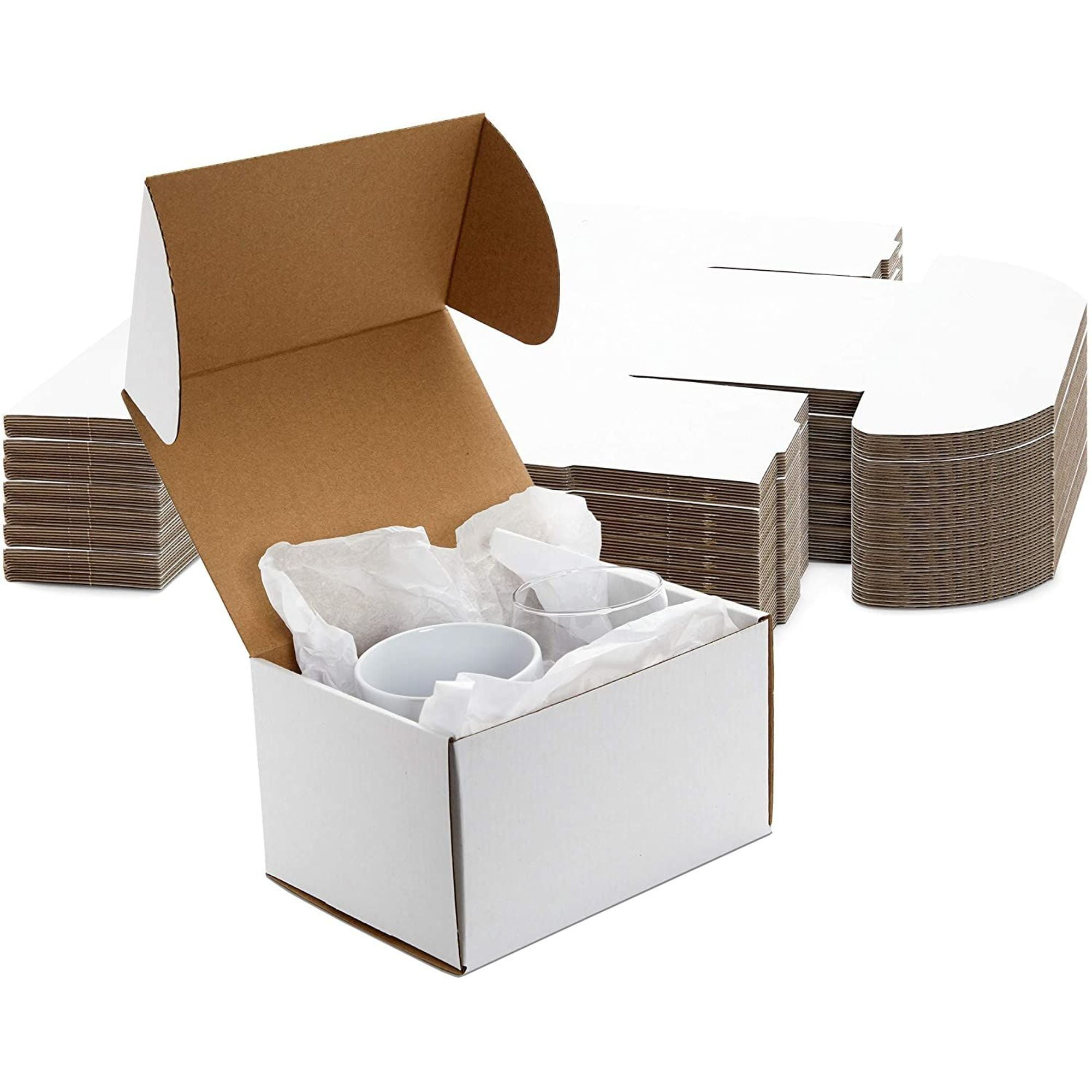 White Corrugated Mailer Boxes, Shipping Supplies (5 x 4 x 7 inches, 50