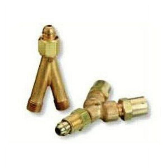Y Connection, 200 psig, Brass, B-Size (F) Inlet to B-Size (M) Outlet, CGA-023, Acetylene/Fuel Gases, LH