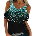 thumbnail image 1 of Mode Décontractée pour Femmes Imprimé Manches Courtes Col Rond Blouses Chemises, 1 of 4