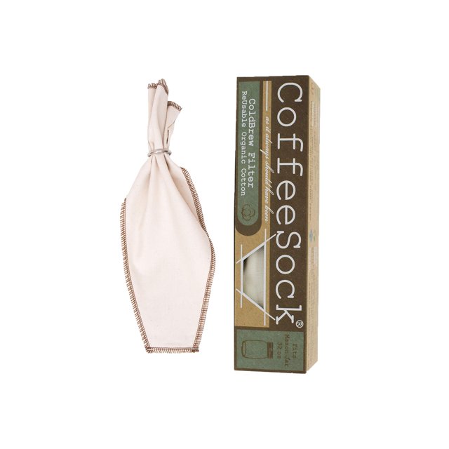 Filtros de café de algodón orgánico reutilizables CoffeeSock 'The Original' - Hechos para adaptarse a frascos de vidrio de 32 onzas (1 filtro) - Hecho en los EE. UU. - Juego de filtros ultraduradero d