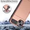 thumbnail image 6 of for iPhone 14 Case Wallet Credit Card Holder ID Slot Sliding Door Hidden Pocket Men Women Anti-Scratch Dual Layer Hybrid Bumper Armor Protective Shell Back Cover for iPhone 14 6.1" Rose Gold, 6 of 14
