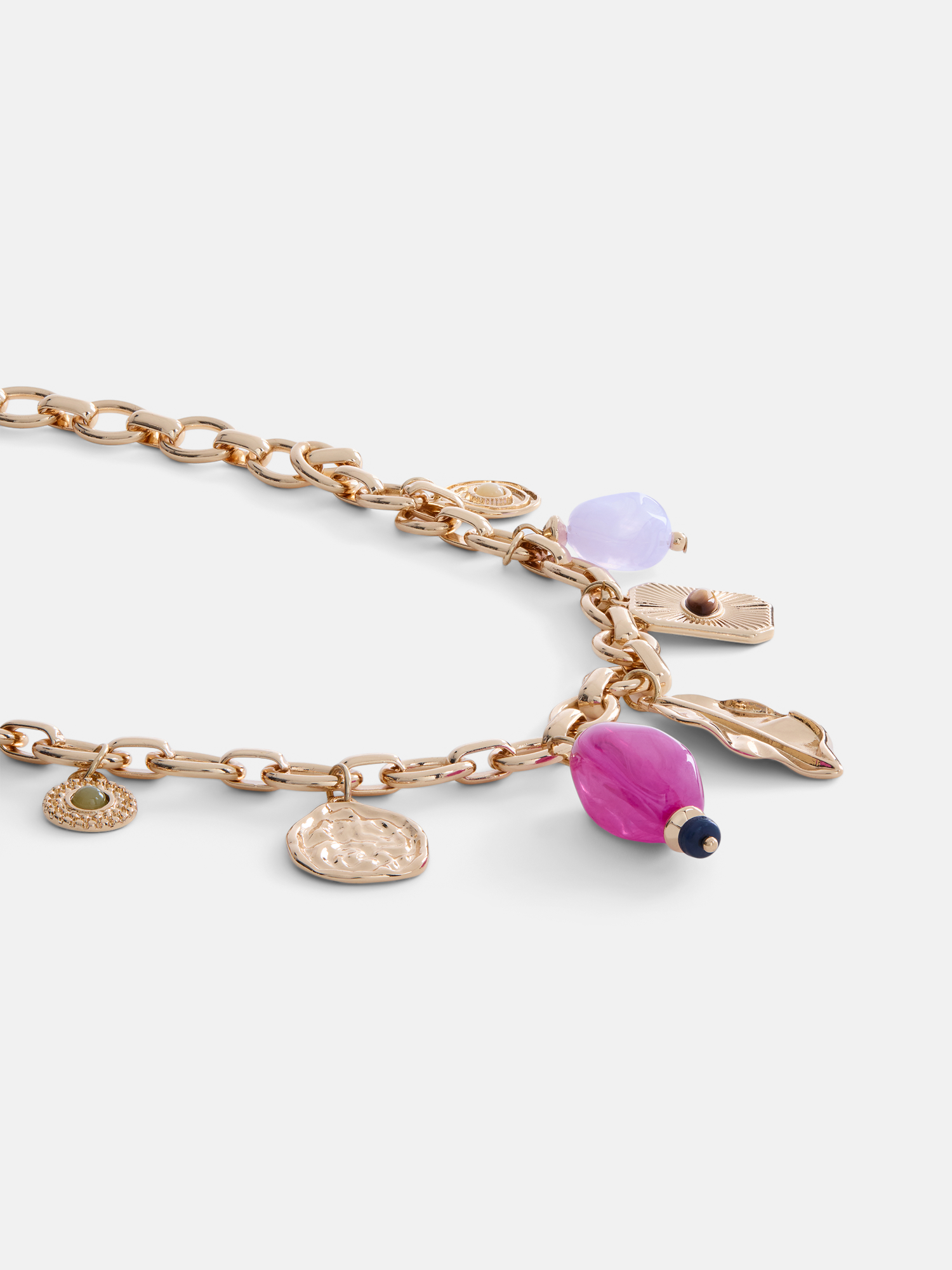 Scenario Gold Tone Multi-Charm Statement Necklace photo 4
