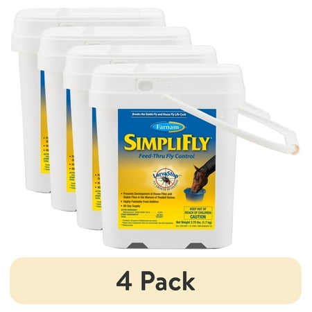 (4 pack) Farnam SimpliFly Feed-Thru Fly Control for Horses, Pellets, 60 Day Supply