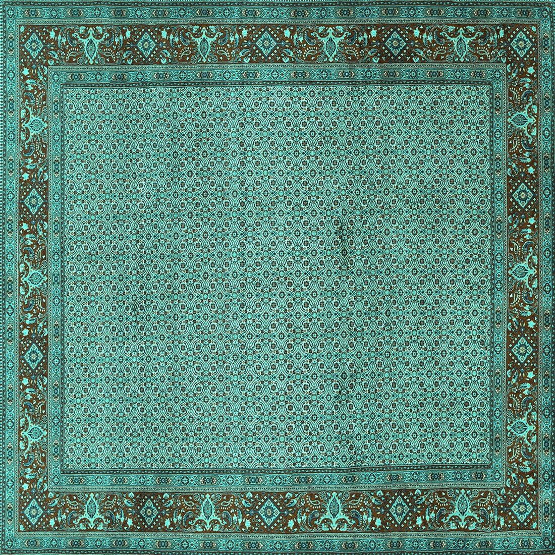 Ahgly Company Machine Washable Indoor Square Persian Turquoise Blue ...