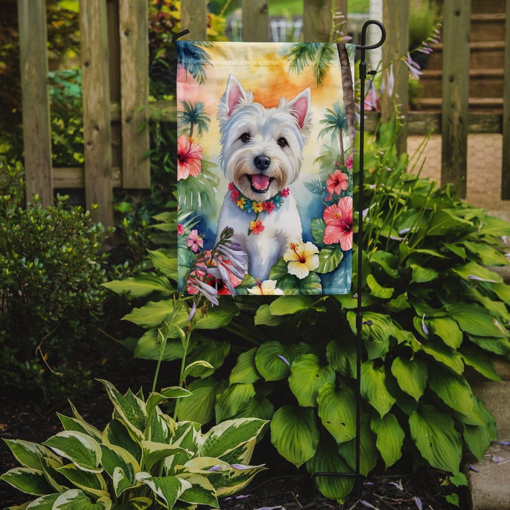 Westie Luau Garden Flag 11.25 in x 15.5 in