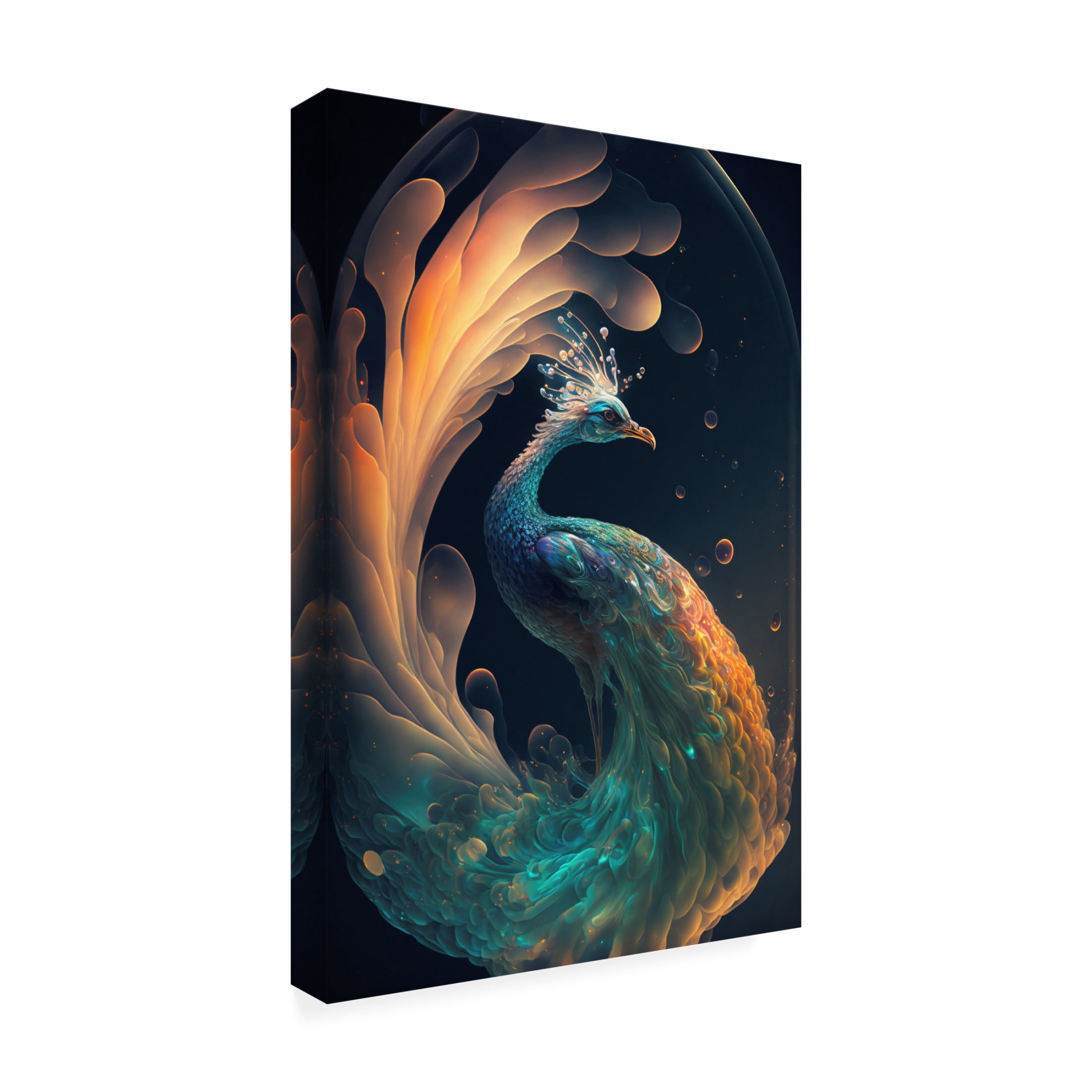 Canvas Wall Art - Ray Heere 'Proud Peacocks 25' Wall Art for Living Room, Bedroom, or Office Décor by Trademark Fine Art - 16 x 24 Inches