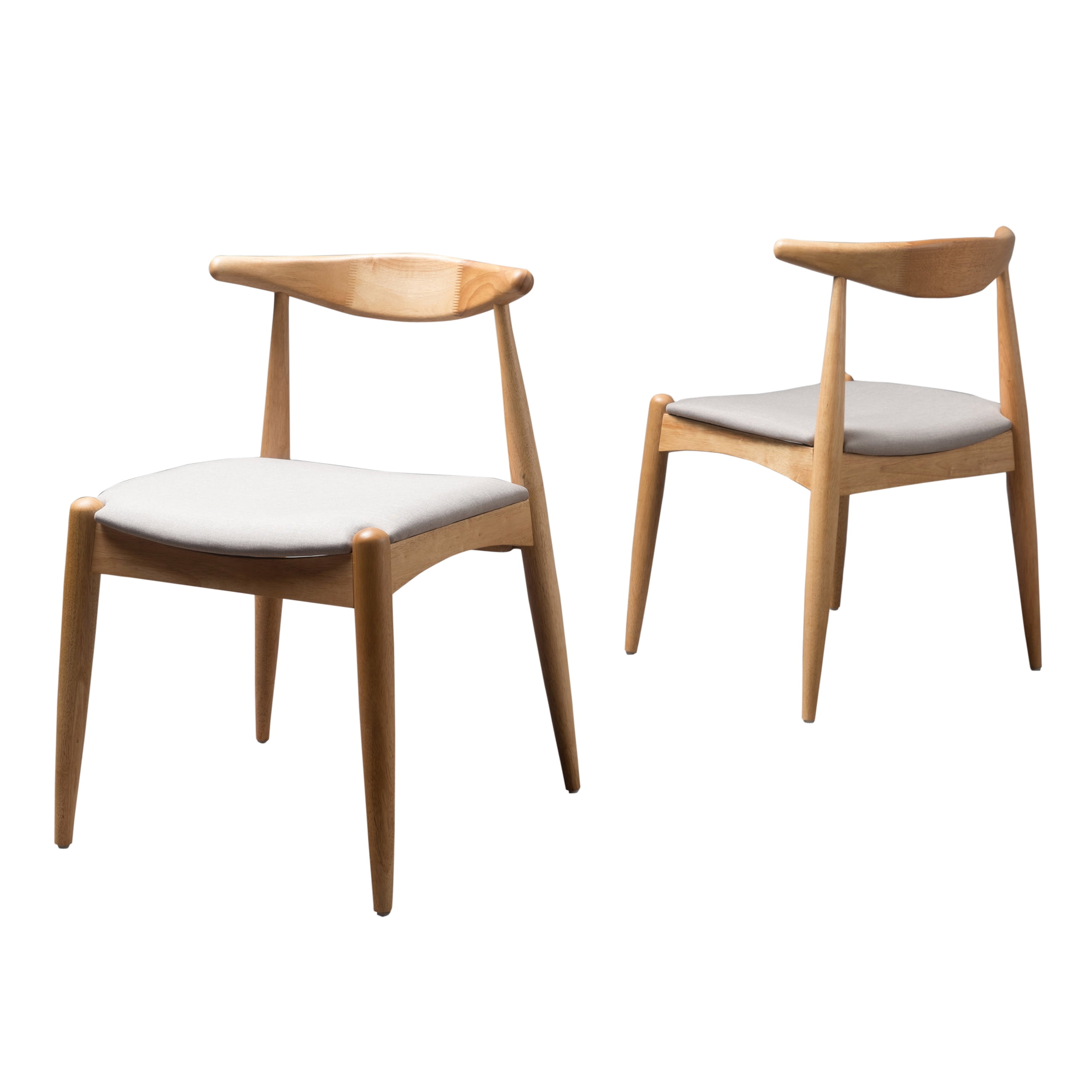 Noble House Eliza Indoor Mid-Century Modern Fabric Dining Chairs, Set of 2, Beige