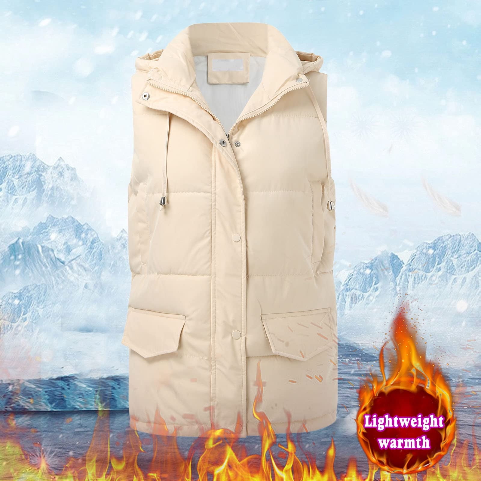 Brnmxoke Puffer Vest for Women Cold Weather,Womens Long Puffer Vest Women's Down Coats & Jackets Winter Coats Sleeveless Warm Zip Up Jacket Best Outerwear