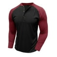 thumbnail image 4 of SUNSIOM Men's Spring Autumn Casual T-shirts Long Sleeve Round Neck Contrast Color Button Up Tops, 4 of 7