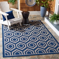 Safavieh Courtyard Amelia Geometric Indoor/Outdoor Area Rug, Navy/Beige, 5'3" x 7'7"