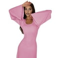 thumbnail image 1 of Vestido de Punto Acanalado para Mujer, Acampanada, Ajustado, Holgado e Informal. Rosa L, 1 of 9