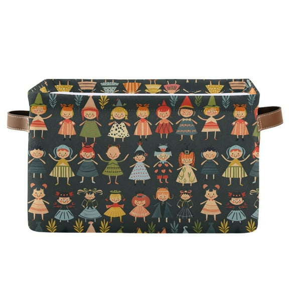 Little Different Costumes People Storage Bins with Handle Fabric Organizer Basket Foldable Box 1 Pack 14.2x10.2x8.3