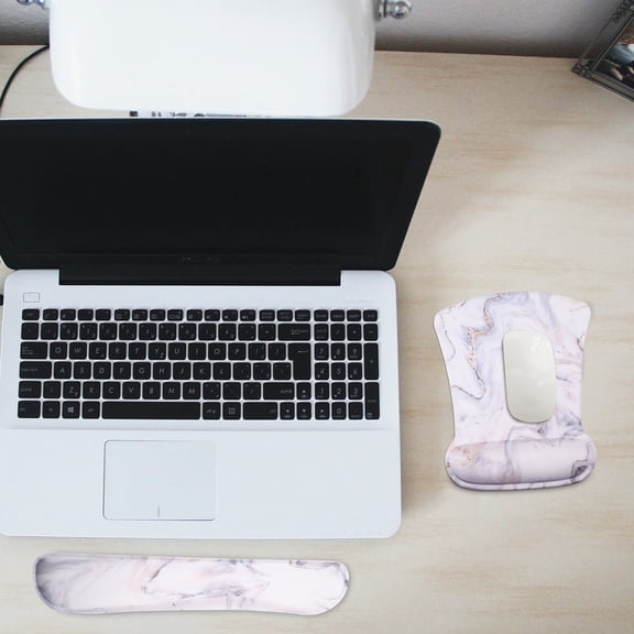 WRITWAA Keyboard Wrist Rest and Mouse Pad Set White Silicone Ergonomic Wrist Support for Office and Gaming