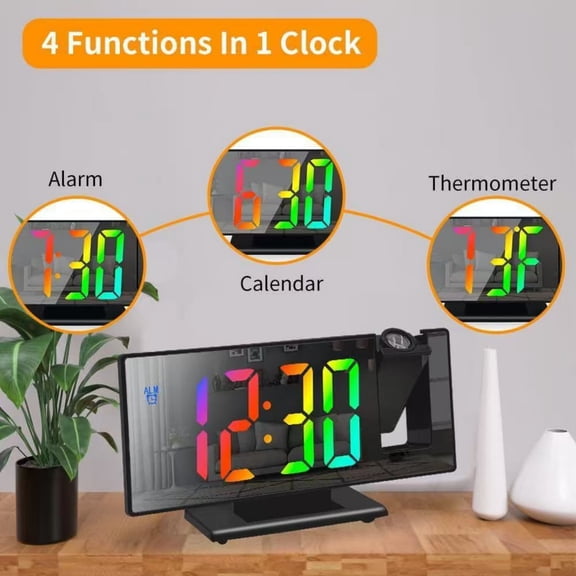 Viflosae Small Digital Clock Alarm Clocks for Bedrooms Clock Alarm Clock Digital Temperature Time Projection Display Bedside Clock Radio Desk Table Home