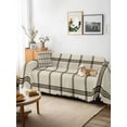 thumbnail image 3 of Linen Buffalo Check Couch Cover for 2 Cushion Couch, Retro Black Lines Grid Pattern Washable Love Seat Sofa Covers Slipcover, Throw Sofa Covers for Pets, Furniture Protector 71"x102", 3 of 9
