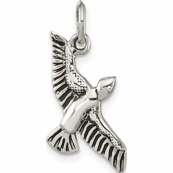 Sterling Silver Polished & Antiqued Seagull Pendant (27.12 X 11.62) Made In Thailand -Jewelry By Sweet Pea