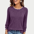 thumbnail image 3 of Stamzod Fall 2026 Womens Fashion Knit Top Crewneck Scalloped Long Sleeve Blouses Dressy Casual Ribbed Tunic Tops, 3 of 8