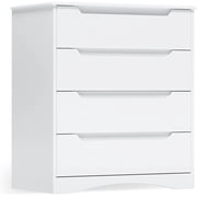 Dresser for Bedroom, Lofka 4 Drawer Dresser with Cutout Handles, Anti-Tip Safety, Large Storage Capacity, Modern Wood Chest of Drawers, White