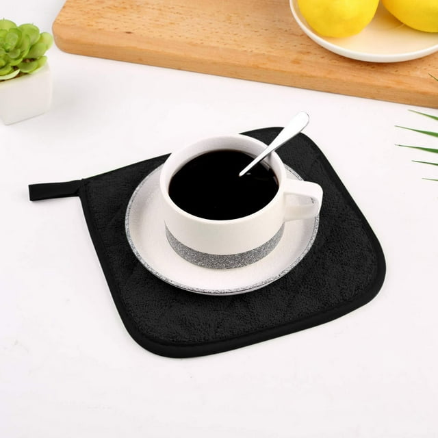 Thickened Placemats Set of 4, Usavan Heat Resistant Insulated Pot Mats, Non-Slip Absorbent Towel Cloth Coated Cup Mats for Dining Table Kitchen Countertop