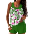 thumbnail image 2 of Blmnix Bathing Suits for Women Modest Swimsuits Two Piece Swimsuit Tankini Swimsuits Bathing Suit Crew Neck Green Swimsuit with Skirt,M, 2 of 5