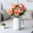 thumbnail image 6 of Valentine's Day Decor Artificial Roses Bouquet Green Leaves Vase Home Party Tabletop Romantic Valentine Decorations, 6 of 6