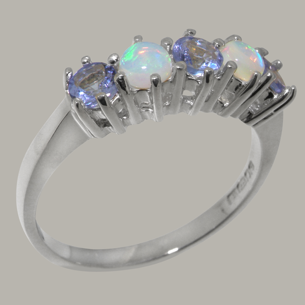 Handmade 925 Sterling Silver 7-Stone Tanzanite Eternity Ring - Round, Stackable