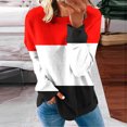 thumbnail image 1 of Virmaxy Sweat à Capuche Sans Capuche pour Femmes Style Simple Rayé Imprimé Col Rond Manches Longues Pull Automne et Hiver Mode Décontractée Rouge S, 1 of 5