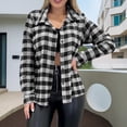 thumbnail image 2 of iHPH7 Womens Shacket Women's Outerwear Plaid Jacket for Woman Casual Outerwear Plaid Shacket Women's Fashion Womens Jacket Black L, 2 of 6