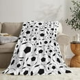 thumbnail image 2 of Soccer Blanket for Boys Girls Super Soft Warm Soccer Ball Throw Blankets Black and White Soccer Blanket Soccer Gift for Kids Teens Fans 60"X80", 2 of 6