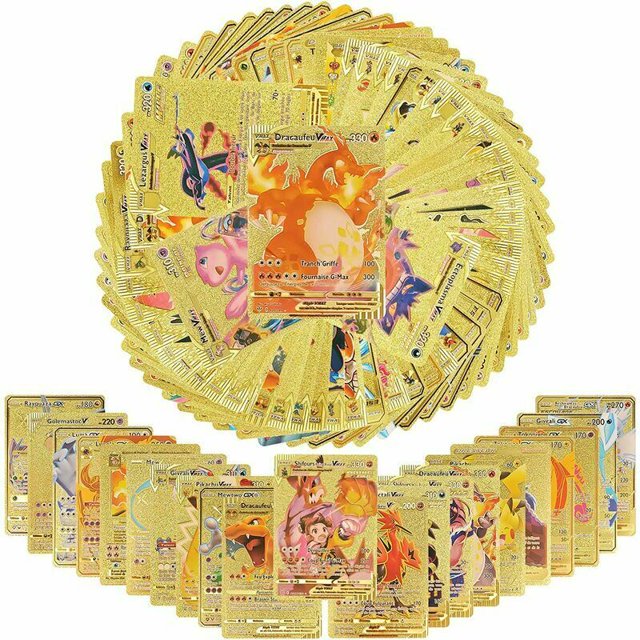 DECKON Edición francesa 58 Uds 2022 tarjetas raras Gold Genie Cards Vmax + V + Gx + Energy Cards Trading Card Game Cards grandes regalos para niños Kuyhfg Bienvenido a Kuyhfg