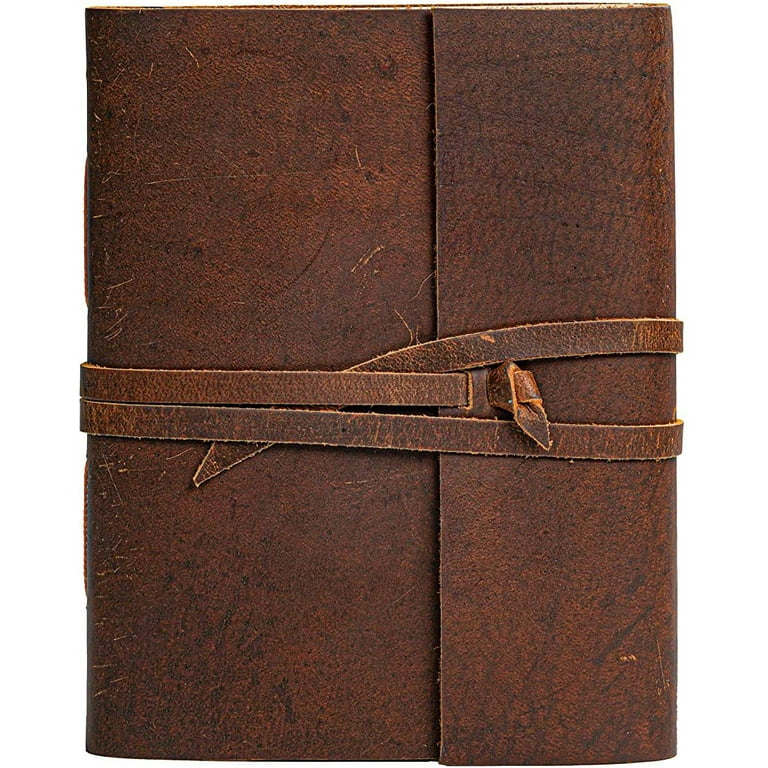 Leather Journal Notebook（6x8 in） - Vintage Leather Bound Journals Handmade  Rustic Finish Book for Men and Women Unlined Leather Craft Paper 300 Pages