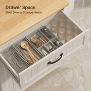 5-in-1 Mobile Kitchen Island Cart with Drawer, Cabinet, Spice Rack, Towel Bar & Adjustable Shelf | 33 White & Oak Rolling Kitchen Cart