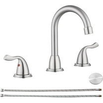 Bathroom Faucets for Sink 3 Hole Brushed Nickel 8 inch Widespread Bath Sink Faucet with Drain Double Lever Handle Vanity Basin Mixer Tap with Hose&Deck