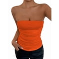 thumbnail image 2 of Women'S Tube Tops Strapless Going Out Crop Tank Top Ruched Bandeau Outfits Sleeveless Y2K Shirts Orange M, 2 of 7