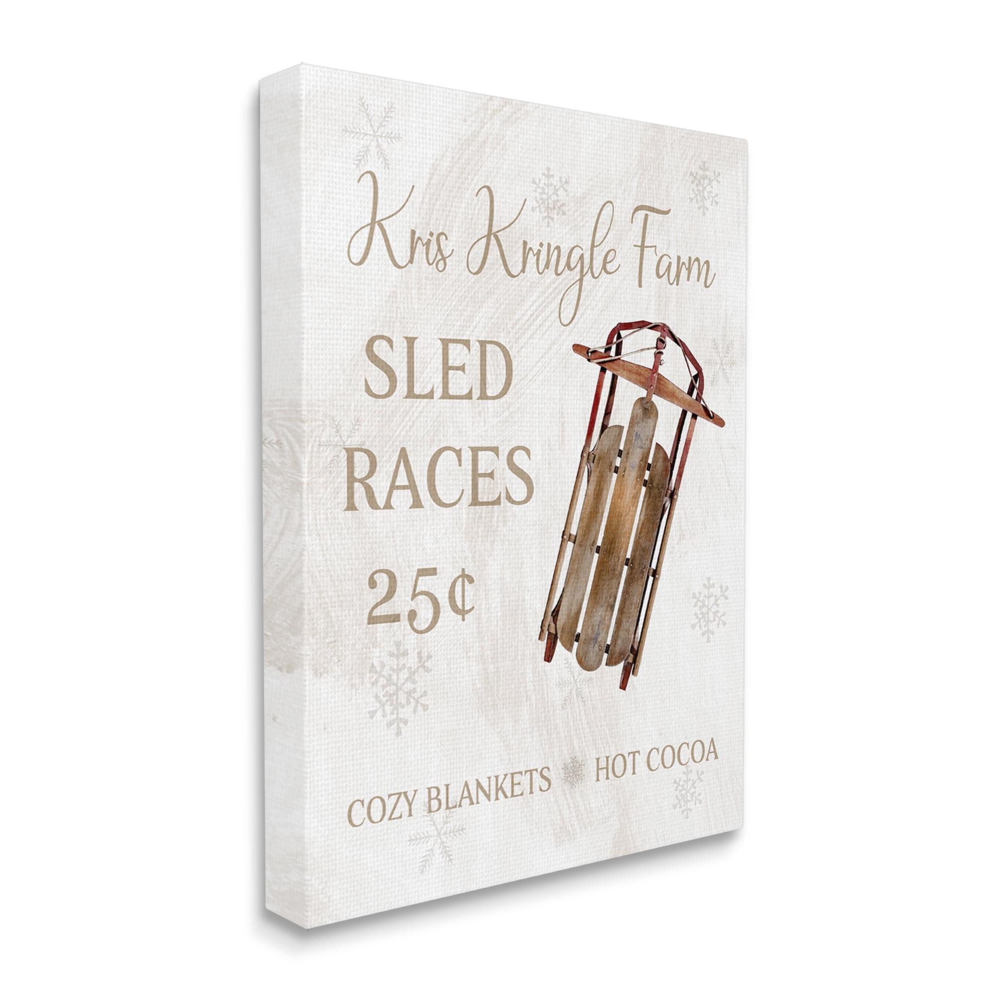 Stupell Industries Sled Races Holiday Sign Holiday Painting Gallery Wrapped Canvas Art Print Wall Art, 16 x 20
