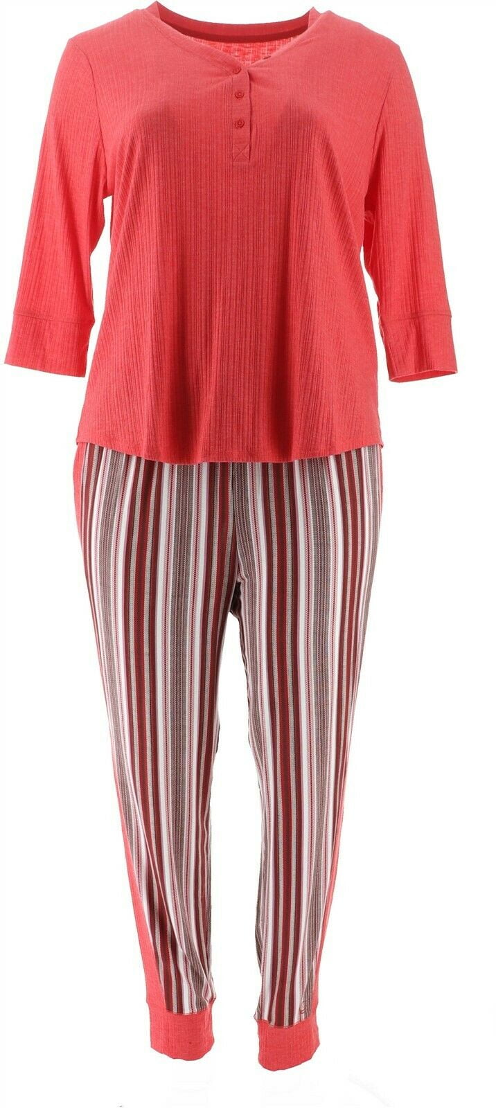 ClimateRight by Cuddl Duds Cuddl Duds Smooth Jersey Rib Henley Pajama