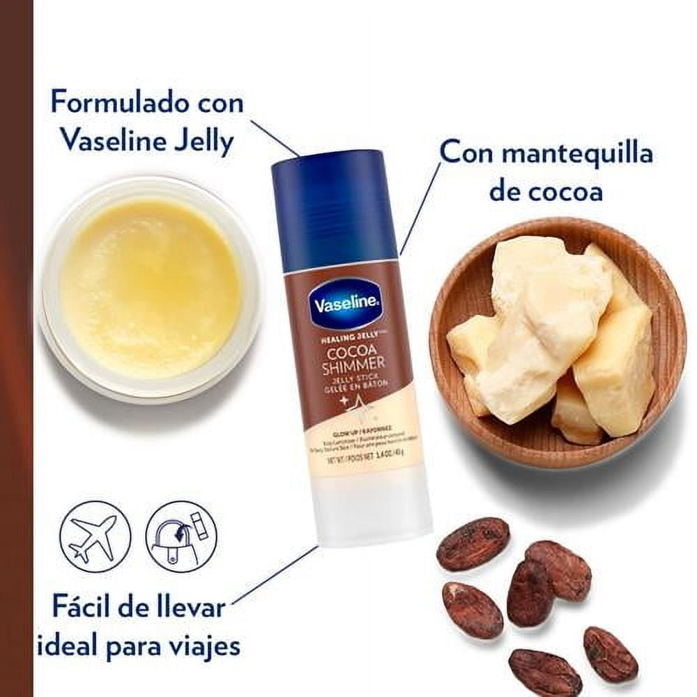 Vaseline Cocoa Shimmer Jelly Stick 3-Pack – Non-Greasy Moisturizer For Glowing Skin, Face & Body Lotion, Travel-Size, 1.4 Oz Ea Packaging May Vary